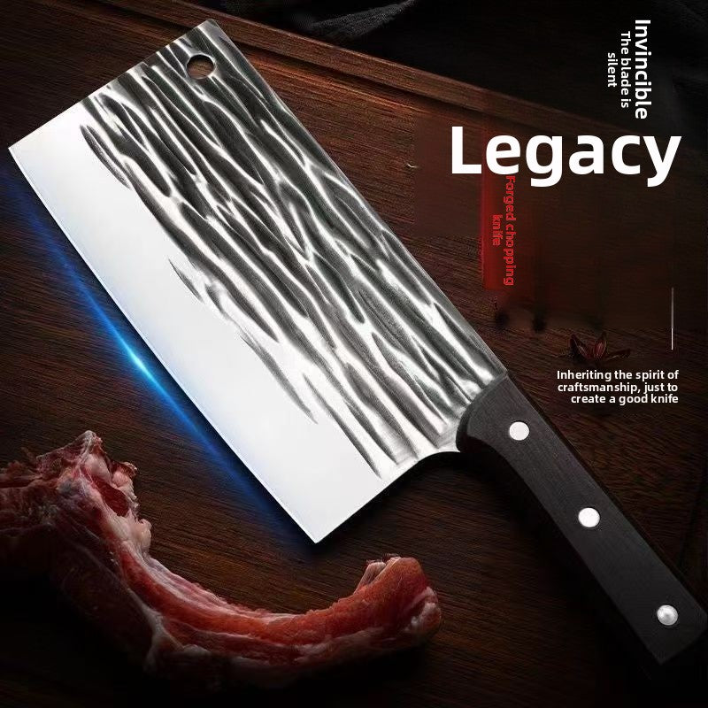 Heavy Duty Forged Stainless Steel Chopping Knife - Professional Butcher Meat Cleaver with Textured Blade & Ergonomic Handle
