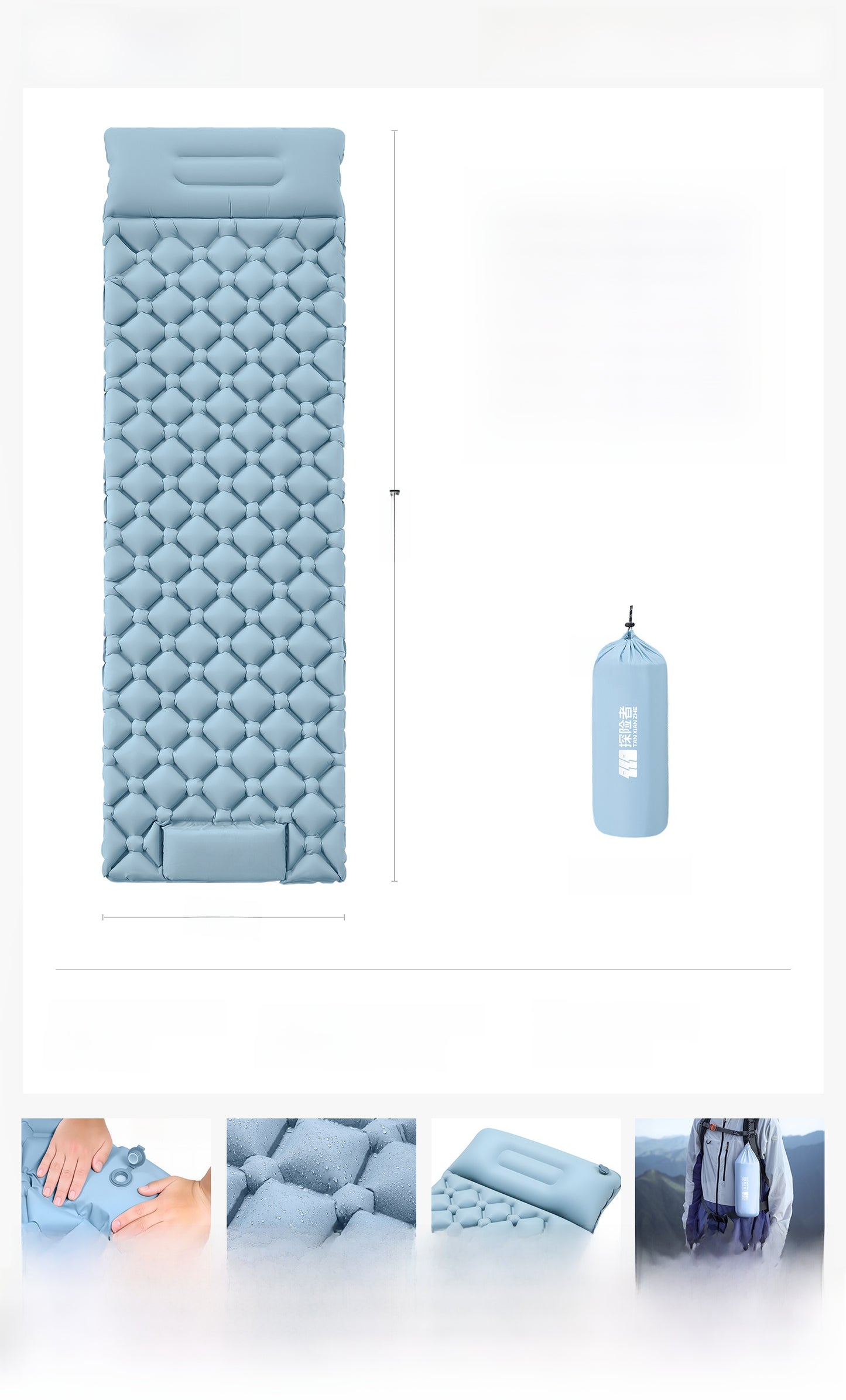 Automatic Inflatable Camping Mattress - Portable & Lightweight Sleeping Pad with Integrated Pillow for Outdoor Travel & Hiking