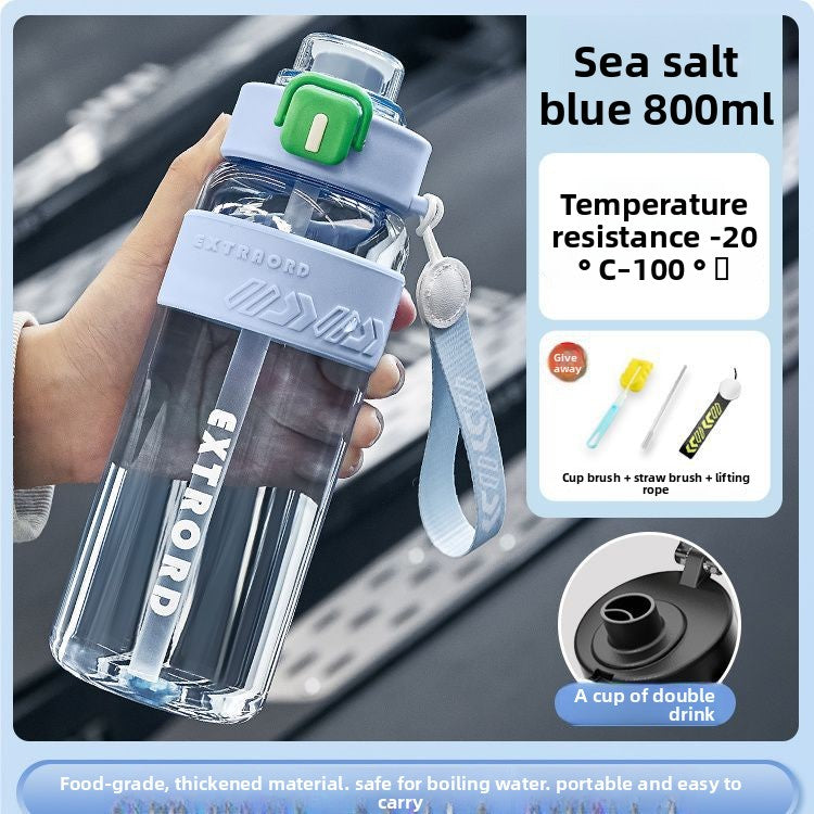 Insulated Sports Water Bottle with Carrying Rope - 800ml High-Temperature Resistant Flask for Gym, Hiking & Outdoor Activities