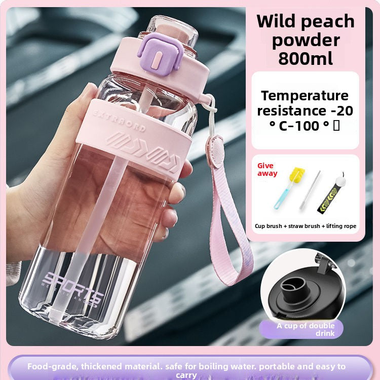 Insulated Sports Water Bottle with Carrying Rope - 800ml High-Temperature Resistant Flask for Gym, Hiking & Outdoor Activities