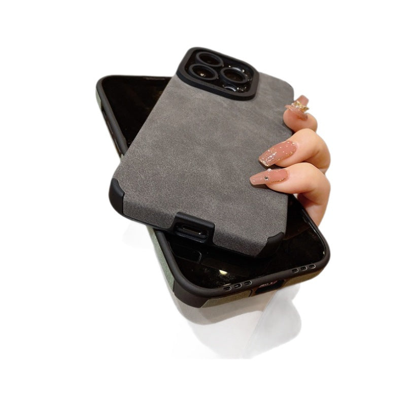 Premium Suede Leather iPhone Case - Luxury Shockproof & Anti-Fall Protective Cover with Reinforced Corners