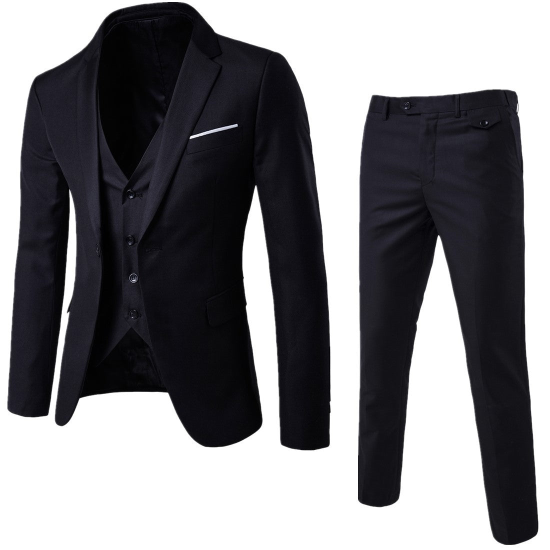 Gentleman’s Royal Slim-Fit Suit Set - Versatile Three-Piece Formal Attire