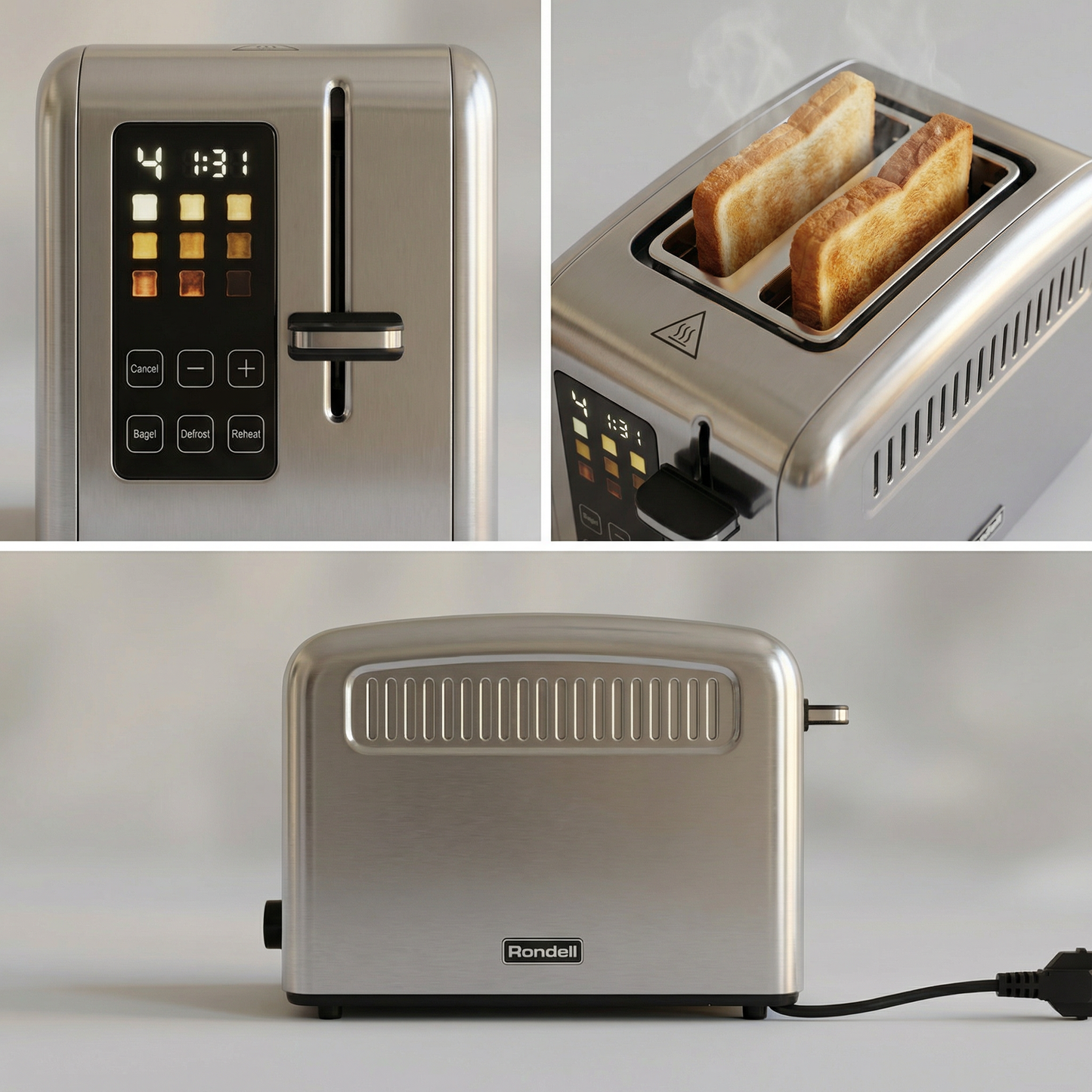 Smart Digital 2-Slice Toaster with Touchscreen - Customizable Roasting Levels & Stainless Steel Finish