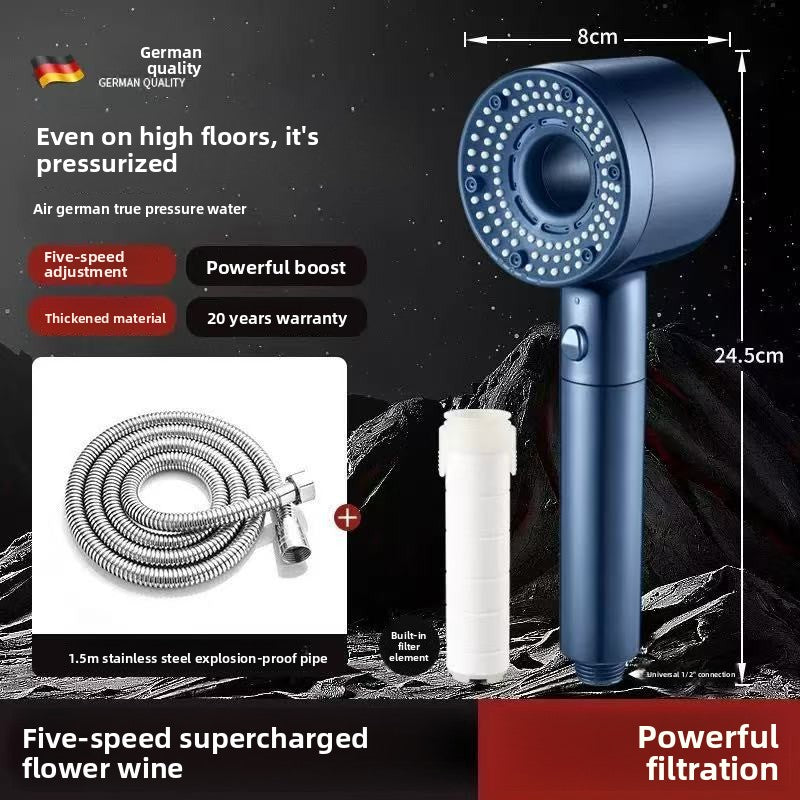 High-Pressure 5-Mode Shower Head with Built-in Water Purification Filter