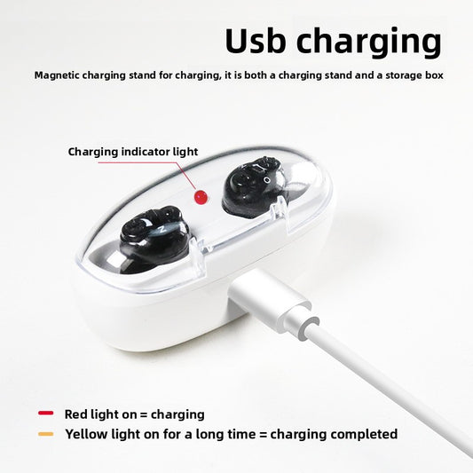 Wireless Hearing Amplifier for Elderly - Rechargeable Noise Cancelling Hearing Aid with Dual-Machine Listening